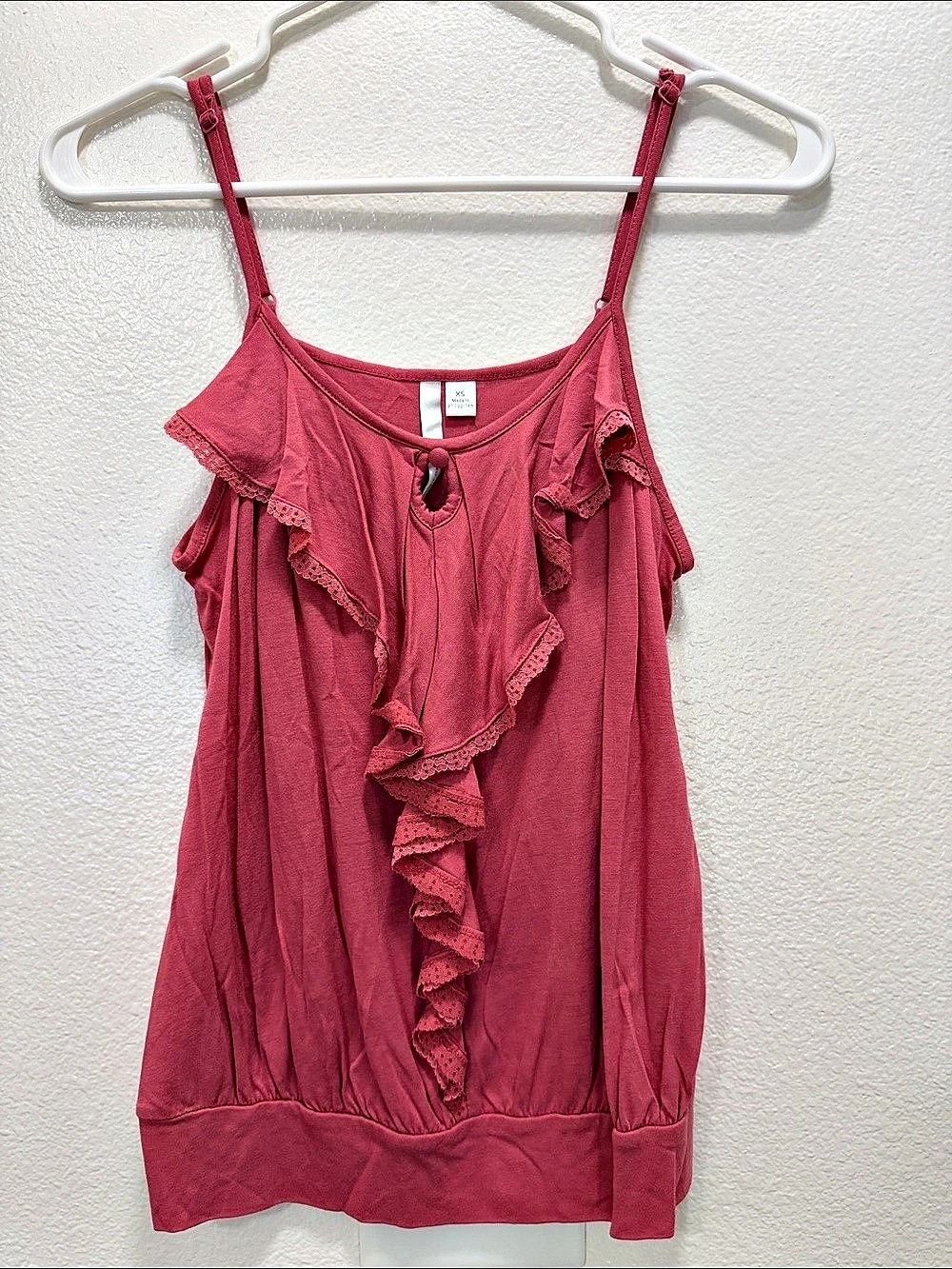 Ruffle Tank Top in Pink Like New